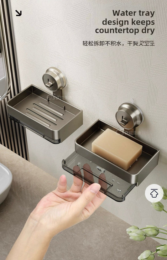 Soap Holder with Water Tray (No drill, suction type)